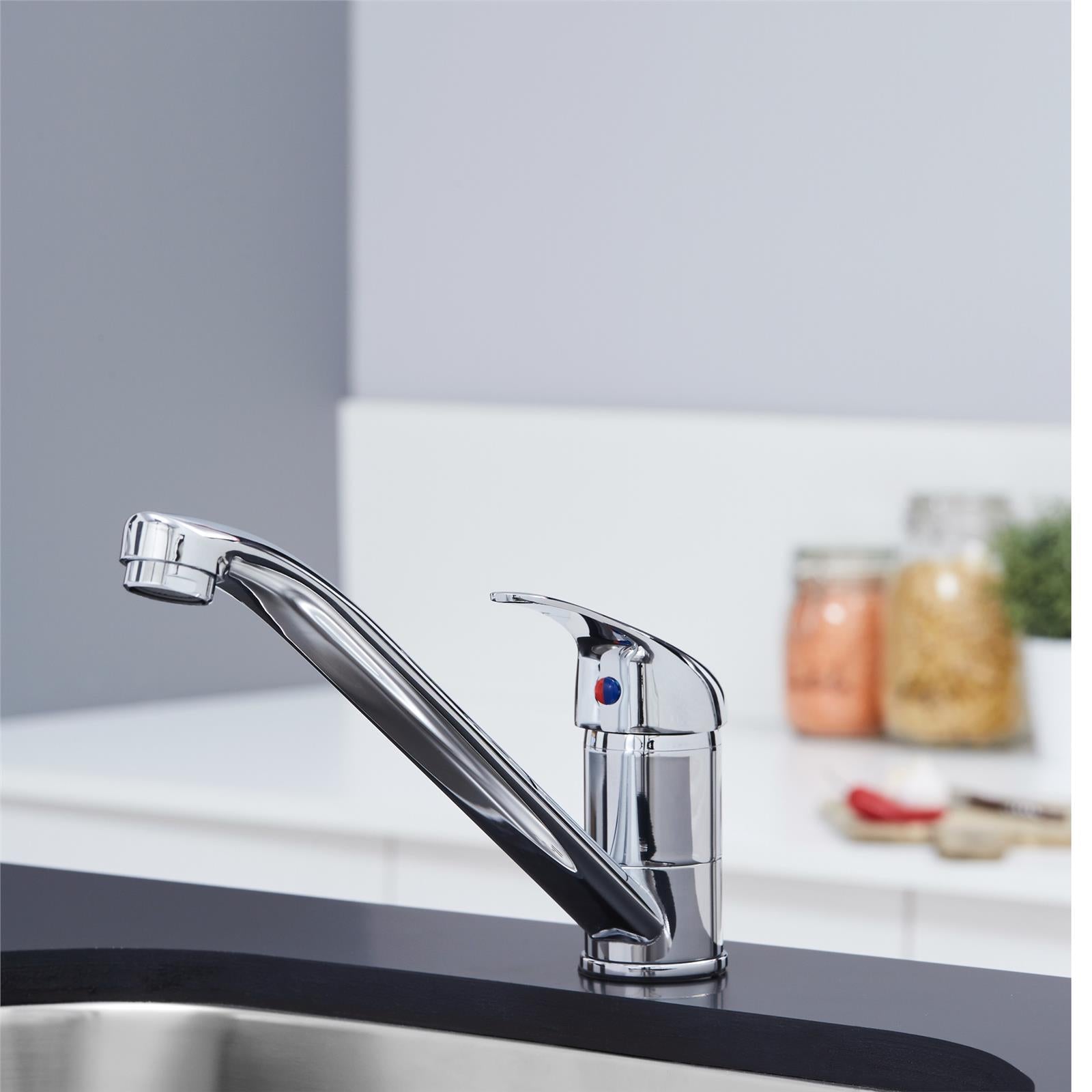 Liquida W01CH 360 Degree Swivel Spout Single Lever Chrome Kitchen Mixer Tap